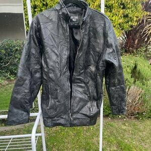 Black Patchwork Leather Jacket